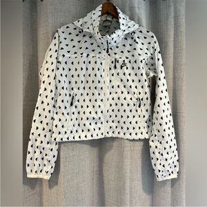 Nike White Hooded Windbreaker Jacket with Black Triangle Print